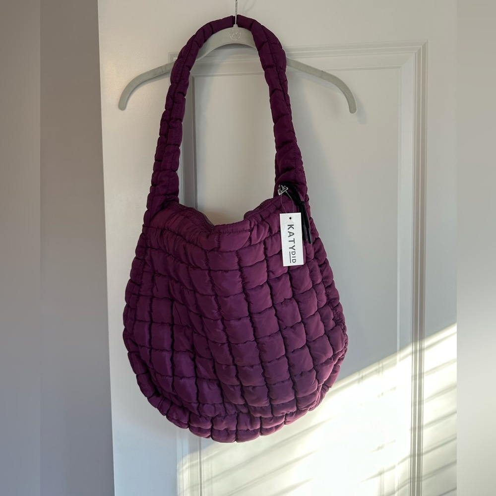KatyDid
Puffer purple quilted shoulder bag for women